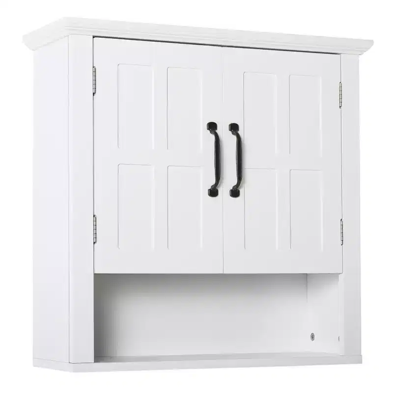 HOMCOM 3-Tier Medicine Cabinet, Bathroom Wall Cabinet with Adjustable Shelf and 2 Doors for Hallway, Living Room, White