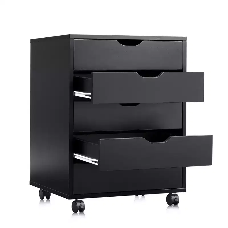 5-Drawer Chest, Wood Storage Dresser file Cabinet with Wheels