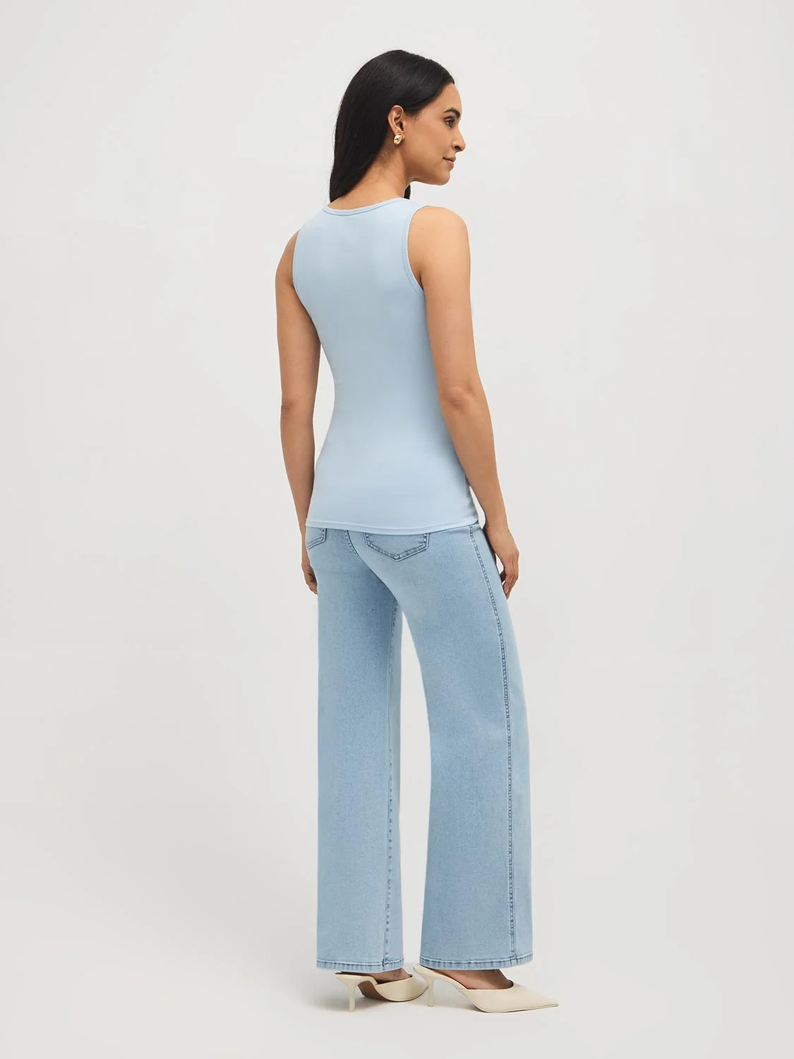 Cotton-Blend Scoop Neck Tank Top
