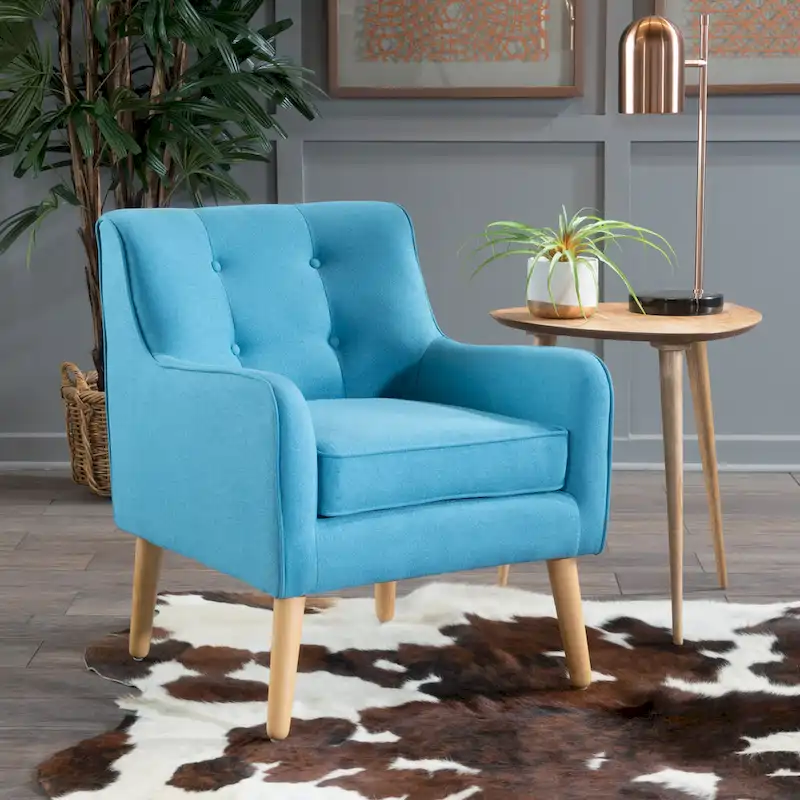 Upholstered Button-Tufted Accent Chair with Iron Hairpin Legs