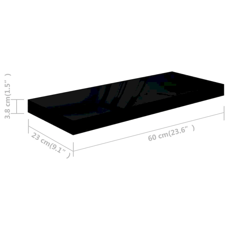 Floating Wall Shelves 2 pcs 23.6x9.3x1.5 MDF - 23.6 x 9.3 x 1.5 (L x W x H)