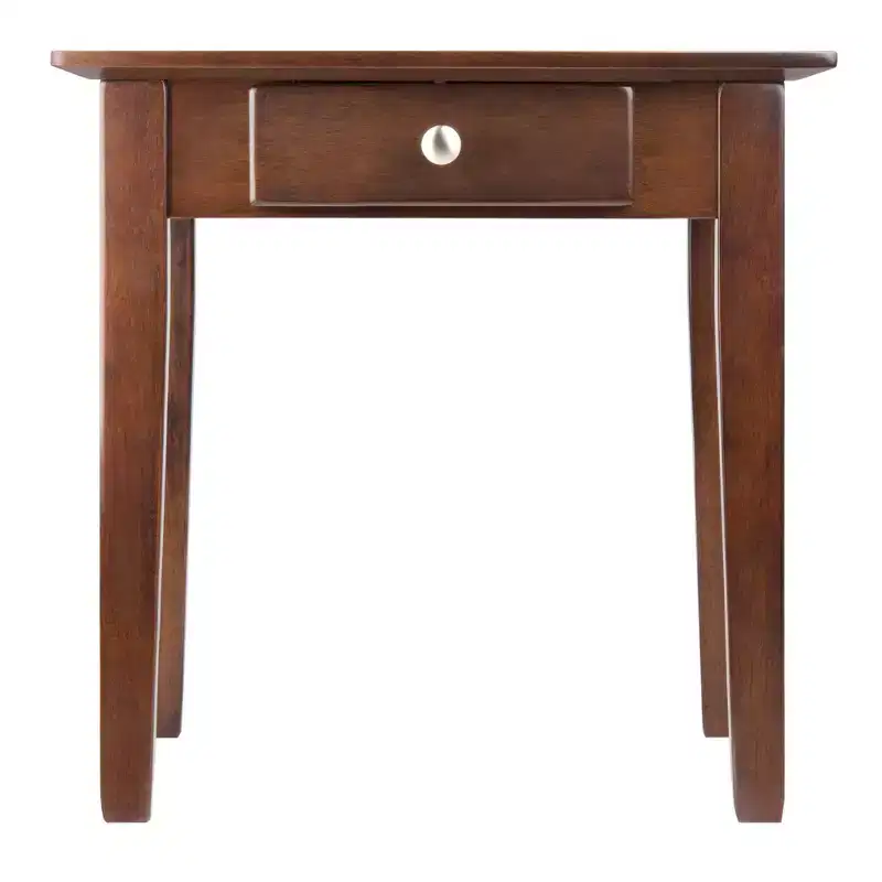 Rochester End Table with One Drawer, Shaker - Antique Walnut - Winsome: Square Side Table, Tapered Legs, Storage