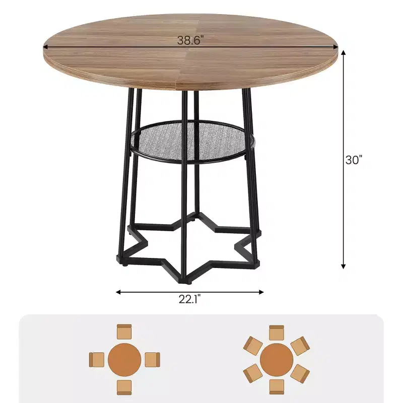 Round Dining Table for 4, 38.6