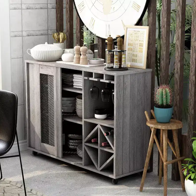 24/7 Shop At Home Carmelia Industrial Inspired Sliding Door Buffet