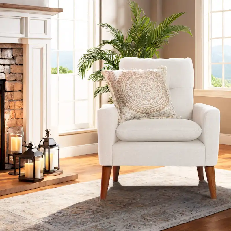 Homall Accent Chair Modern Fabric Upholstered Arm Chair Wood Legs Lounge Chair for Living Room