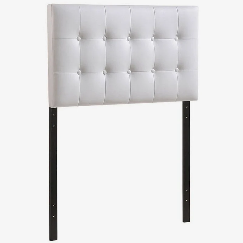 Stylish White Upholstered Twin Size Headboard
