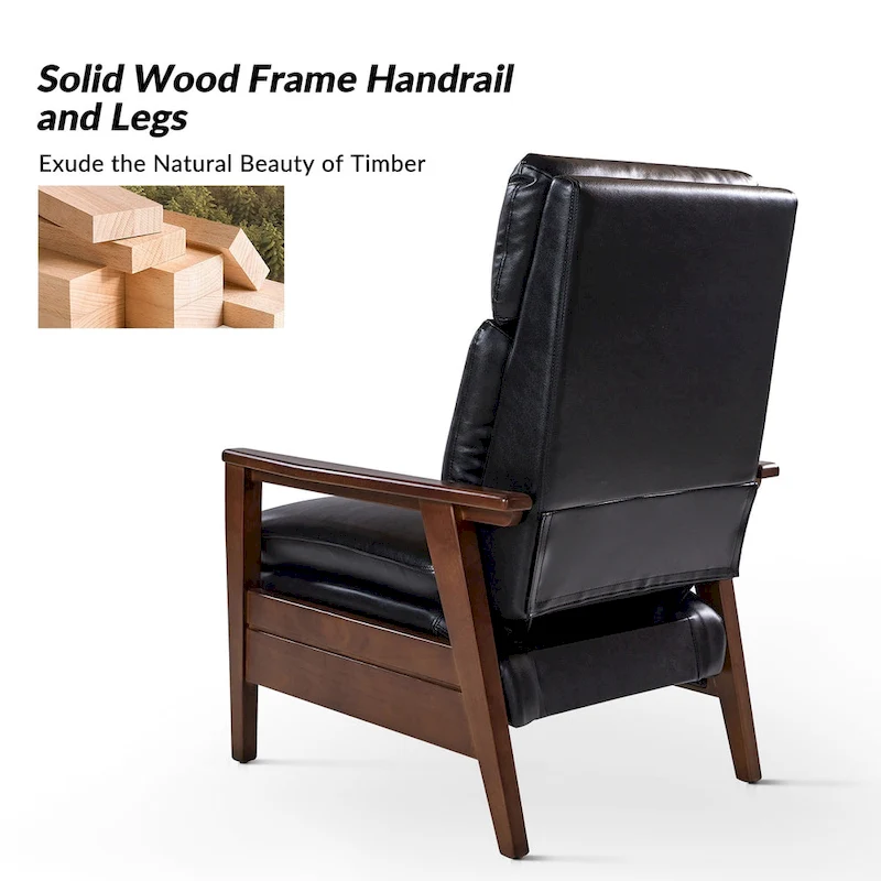 Patrick Mid-century Vegan Leather Solid Wood Recliner by HULALA HOME