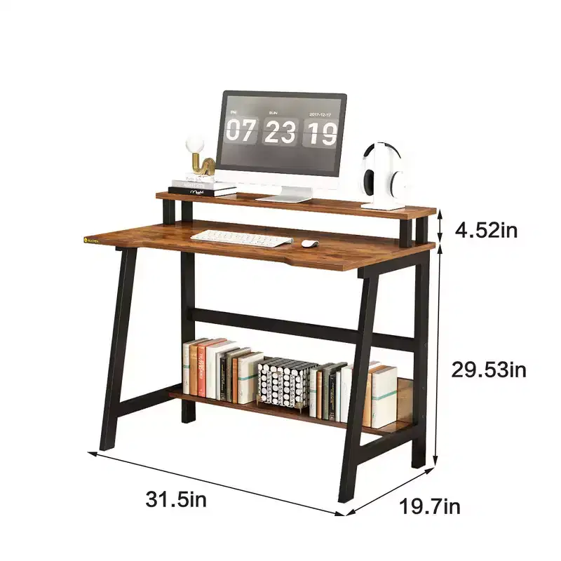 Wooden Computer Desk - Modern Minimalist Design, Integrated Study and Workstation, Space-Saving Structure, Ideal for Home Office and Study