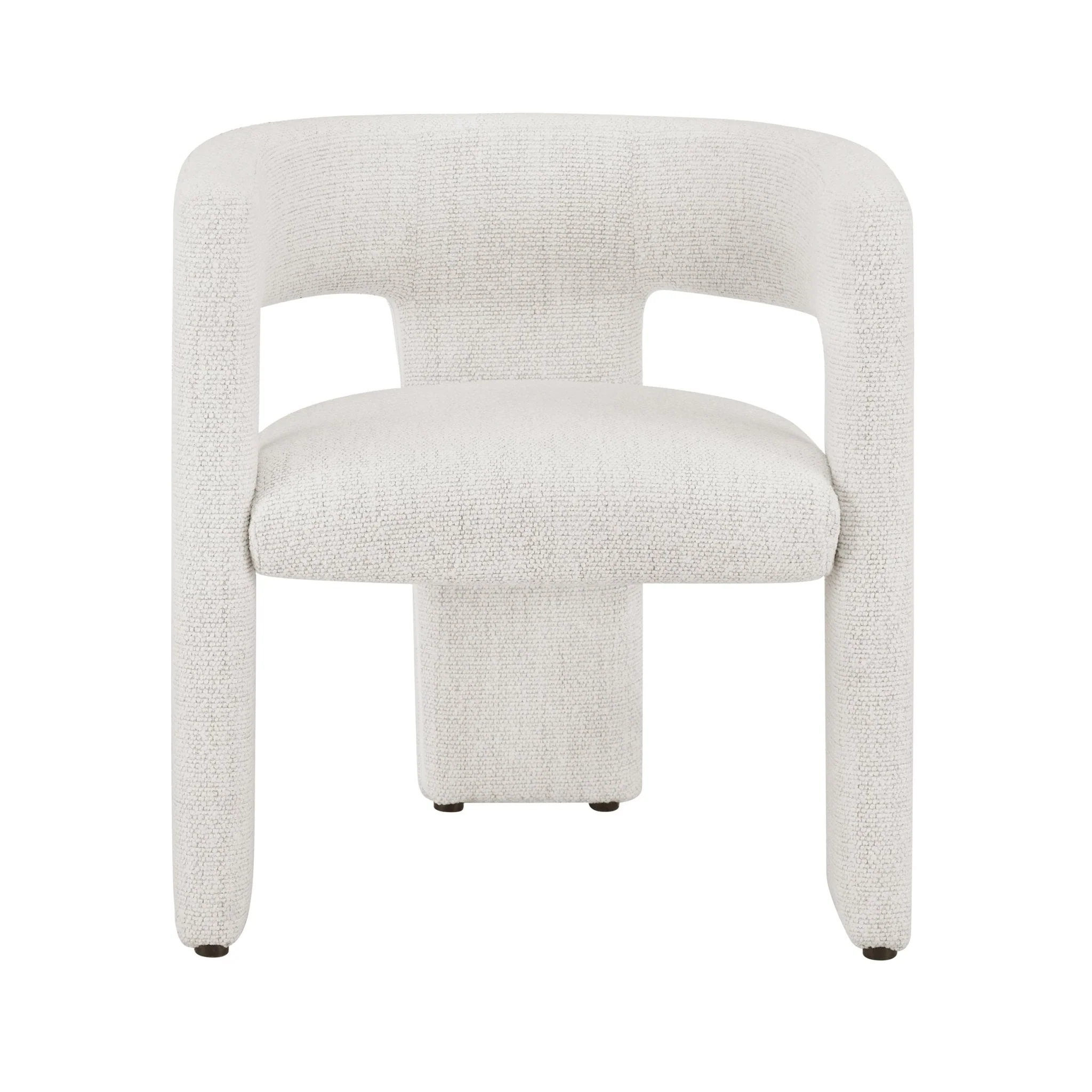 Contemporary Ivory Boucle Dining Chair with Curved Design for Dining Room