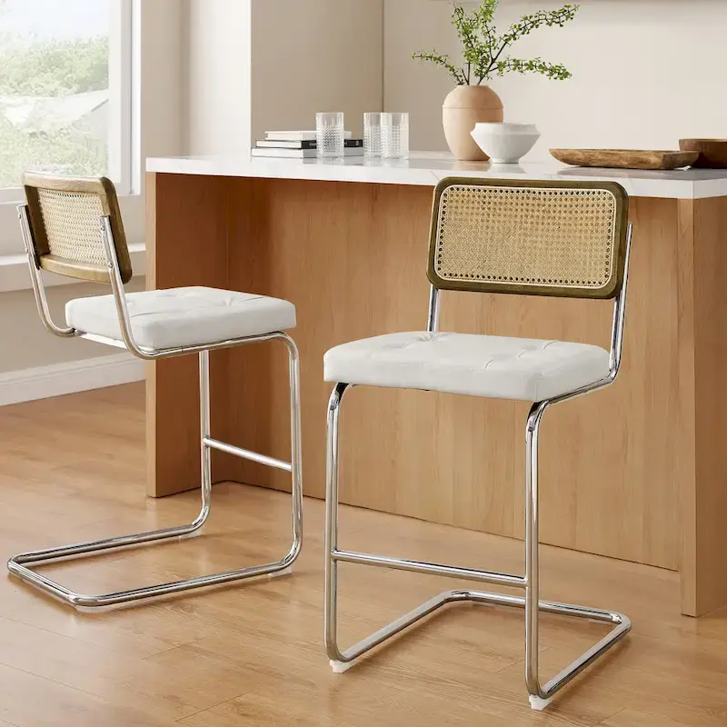 Art Leon Rustic Upholstered Counter Height Bar Stools (Set of 2)