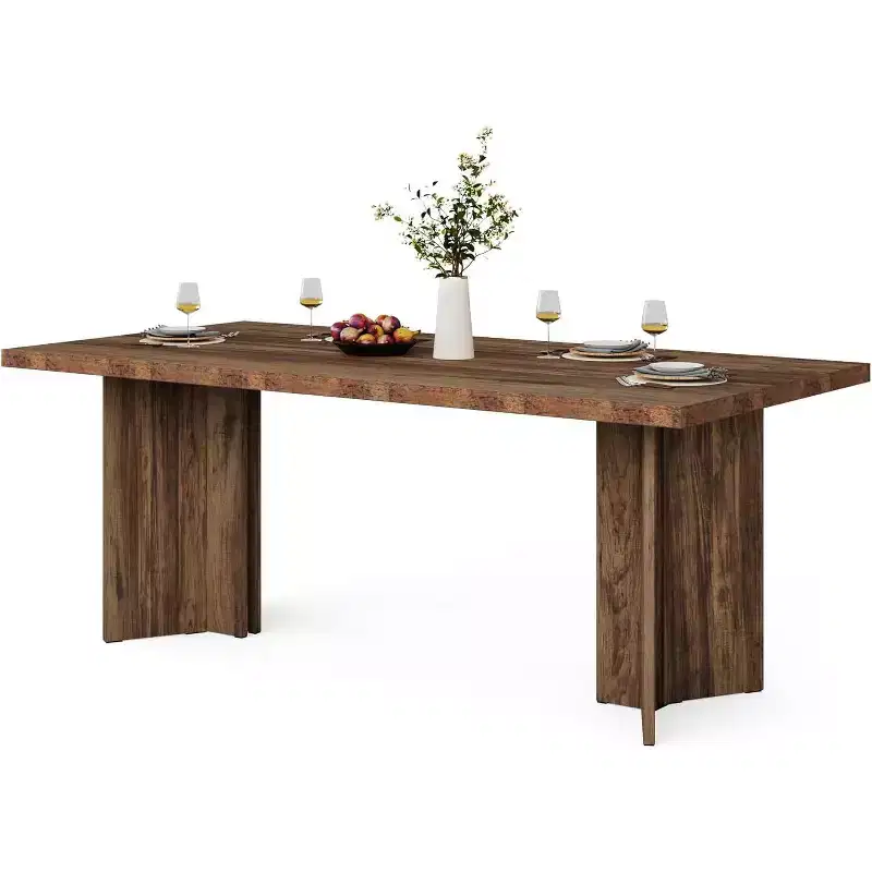 Lantine 63-inch Dining Table for 4-6, Farmhouse Rectangular Kitchen Table with Large Tabletop