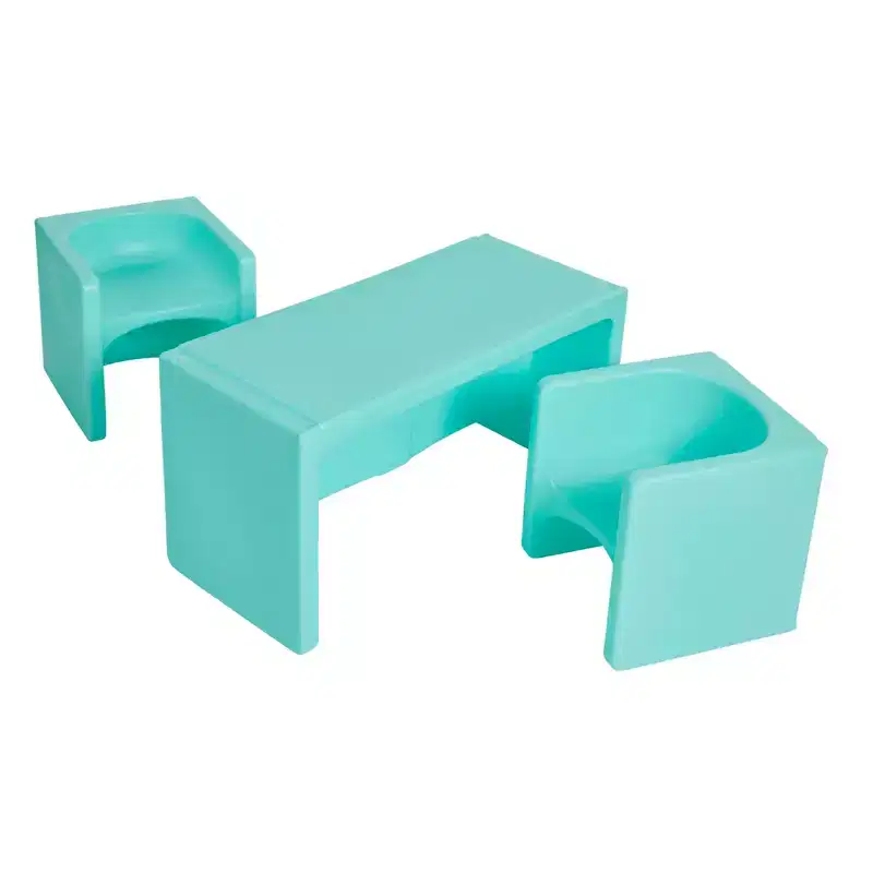ECR4Kids Tri-Me Table and Cube Chair Play Set, Multipurpose Furniture, 3-Piece