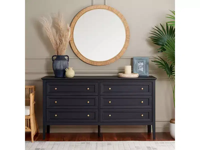6 Drawer Dresser with Gold Pulls