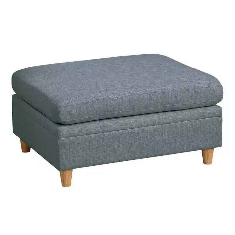 Royal Hampton 37 Inch Ottoman, Padded Square Seat, Smooth Steel Gray Dorris Fabric