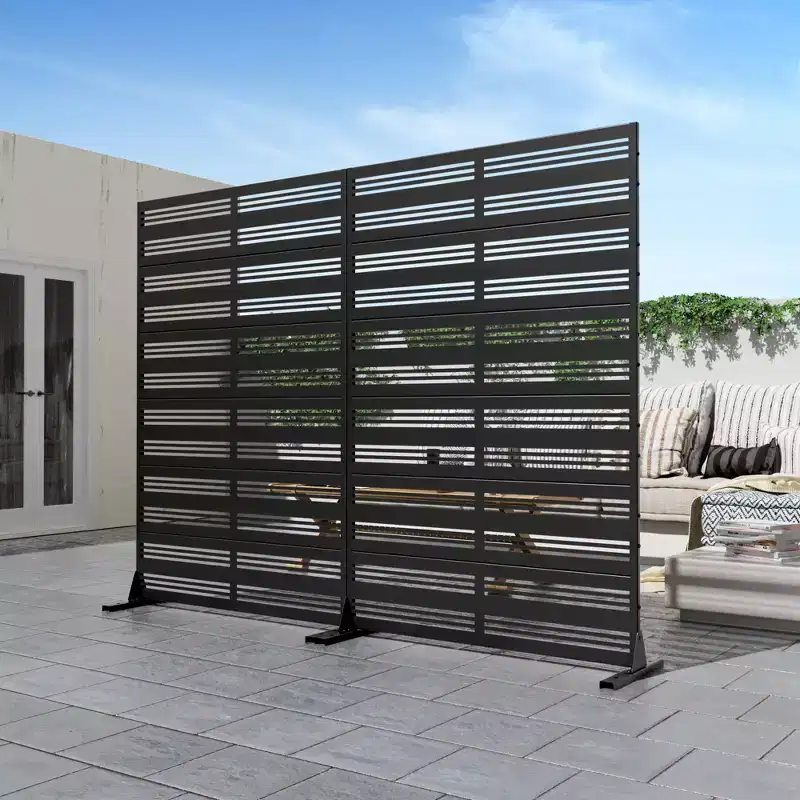 Harold Wide-One Narrow-Two B-Style Louvered Black Galvanized Steel Screen (6-Piece Set)