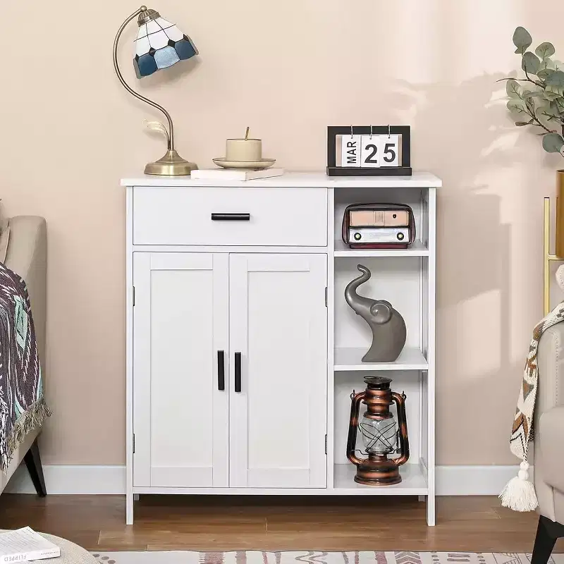 Bathroom Cabinet, Floor Storage Cabinet with Doors and Shelves, Coffee Bar Cabinets with Drawer