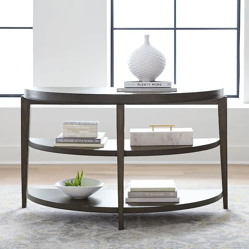 Penton Espresso Stone Sofa Table