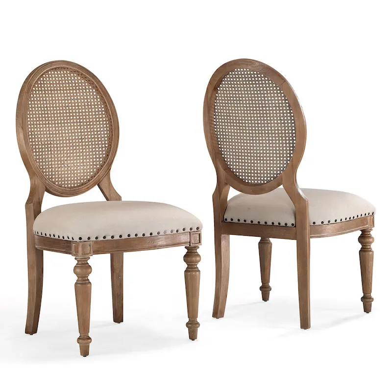 SEI Furniture Elements Oak Cane Back Dining Chairs (Set of 2)