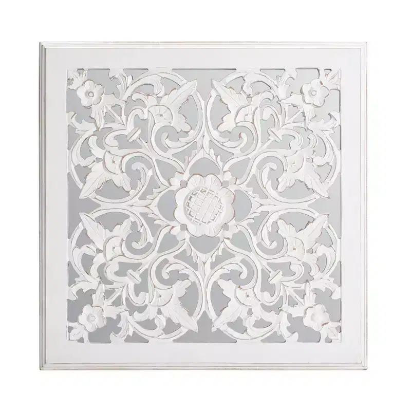 Carved Wall Mirror Medallion White - Brewster