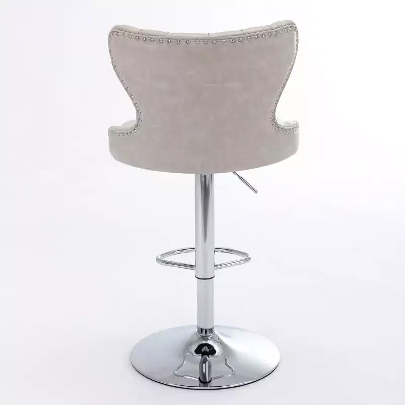Modern Swivel Bar Stools, Adjustable Height 25-33, PU Leather Upholstered with Back Support, for Kitchen Island, Home Pub, Counter