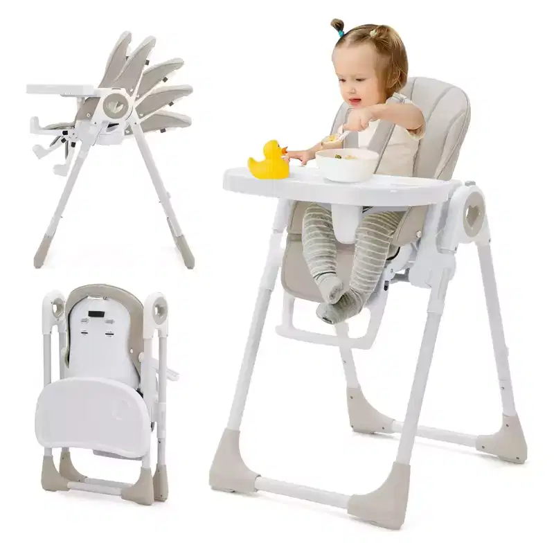Folding High Chair for Babies & Toddlers - Adjustable 5-Point Safety Harness, Multiple Recline, Removable Easy-Clean Tray & Lightweight Design