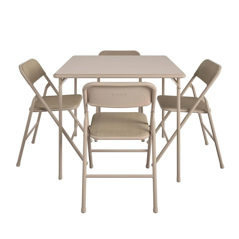 COSCO 5-Piece Folding Vinyl Table and Fabric Chair Set - 5 piece