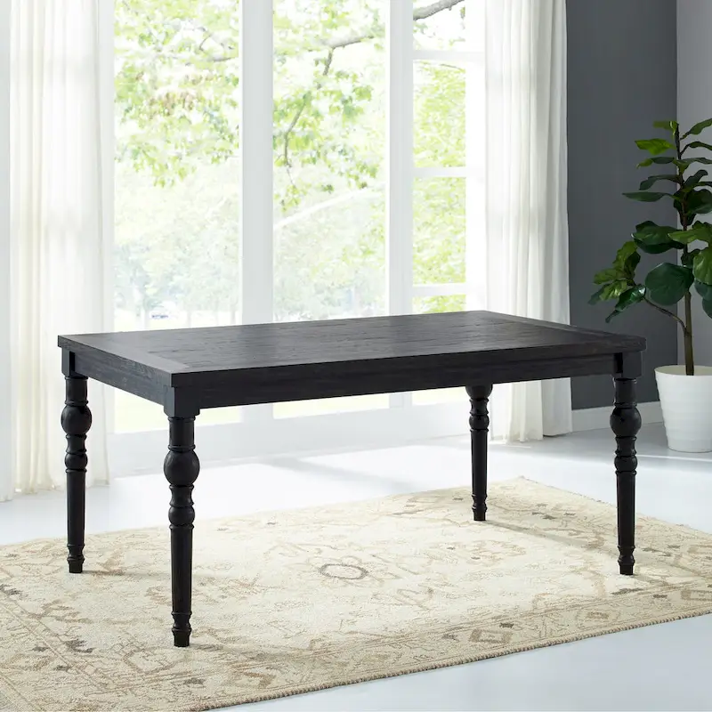 Roundhill Furniture Leviton Upholstered Dark Wash Wood 6-piece Dining Set
