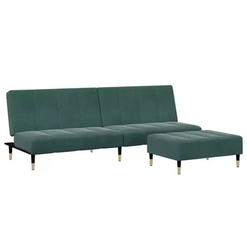 vidaXL 2-Seater Sofa Bed with Footstool Sleeper Couch Bed Living Room Velvet