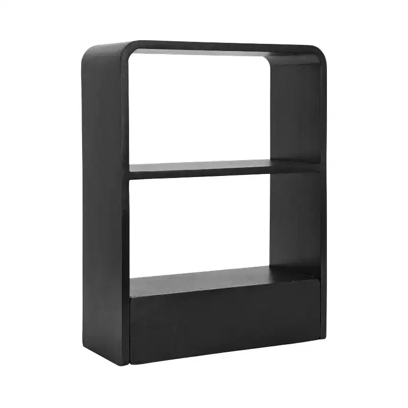 Wall Shelf with Drawer - 3 Open Shelves, Mounting Hardware Included