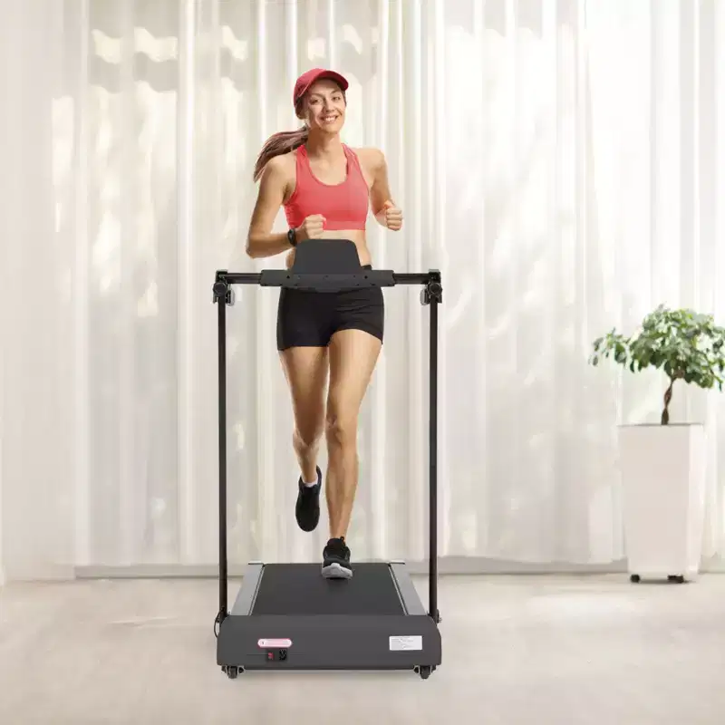 Okak Lightweight Folding Treadmill with Arms, Portable Treadmill with LED Screen, Walking Pad Treadmill for Home and Office Use