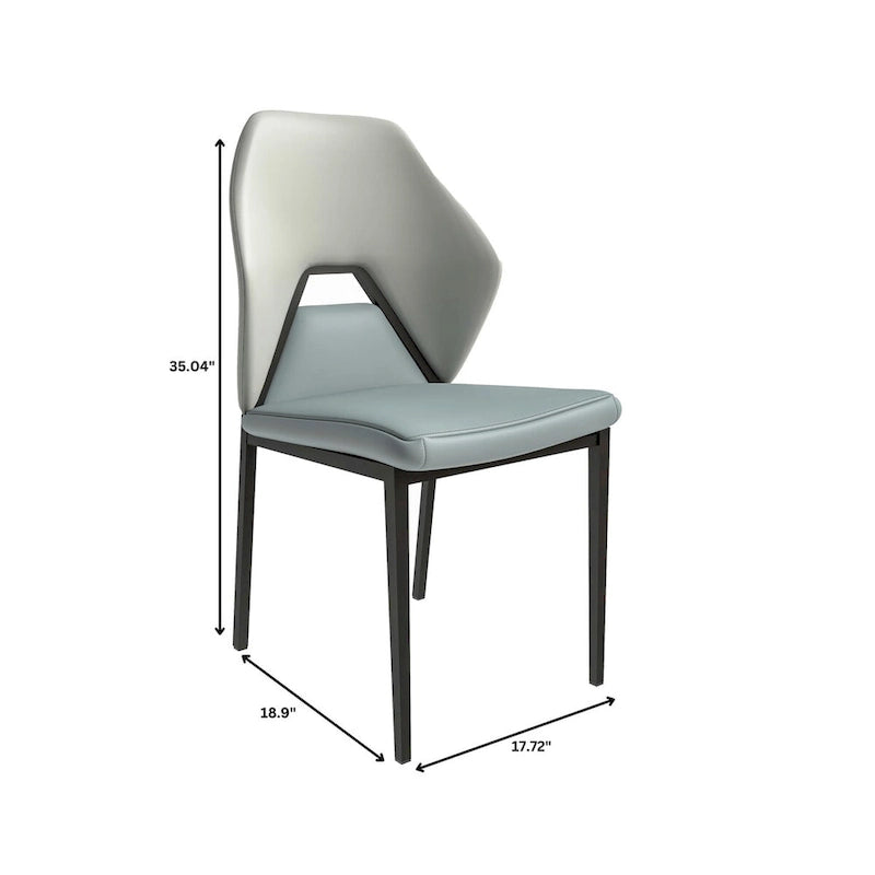 Leather Dining Chair in Black Iron Modern Upholstered Accent Kitchen Side Chair
