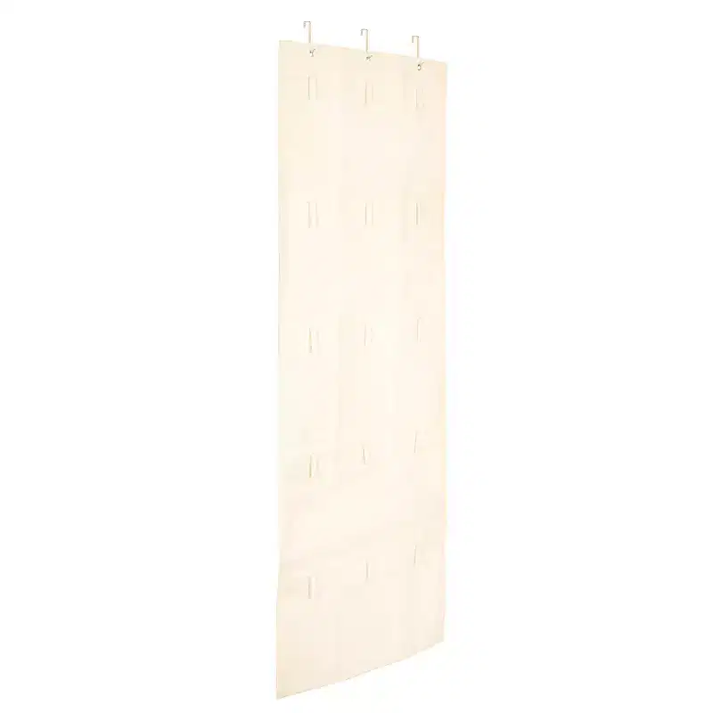 Over the Door Cap and Hat Organizer 15 Hook and Loop Hangers Natural