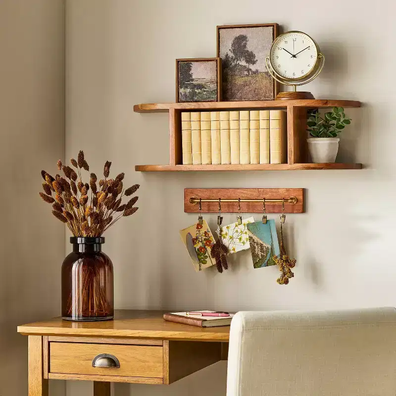 Rounded Edge Two Tier Wood Shelf