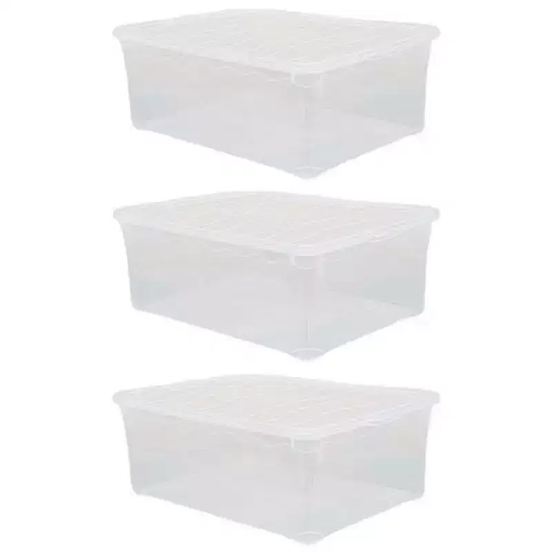 Basicwise Clear Shoe Storage Boxes with Lids - Stackable Plastic Organizer Bin for Closet, Sneaker Storage, Accessories - Shatterproof, Secure-Fit