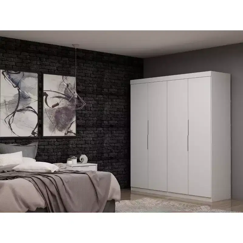 Set of 2 Mulberry 2.0 Wardrobe Closet White - Manhattan Comfort: Bedroom Storage, Hanging Rods, Modern Design