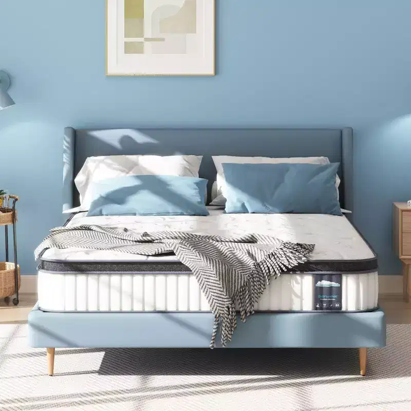 Serweet 8 Spring & Memory Foam Hybrid Mattress Heavier Coils for Durable Support Pressure Relieving- Compatible with Platform Bed