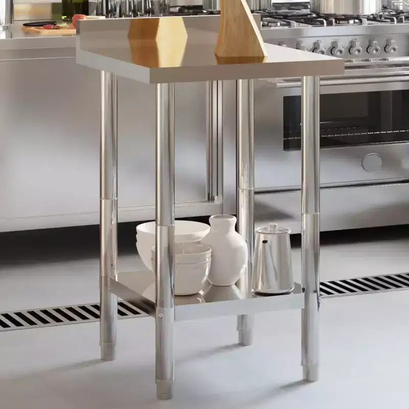 vidaXL Kitchen Work Table with Backsplash 32.5x21.7x36.6 Stainless Steel