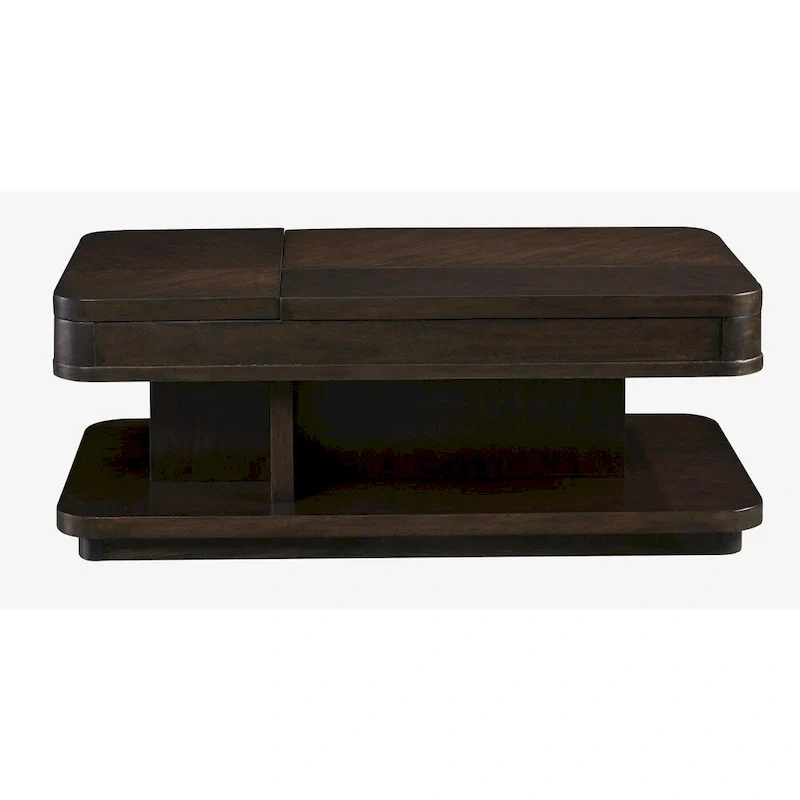 Brown Veneer Rectangular Double Lift-Top Coffee Table