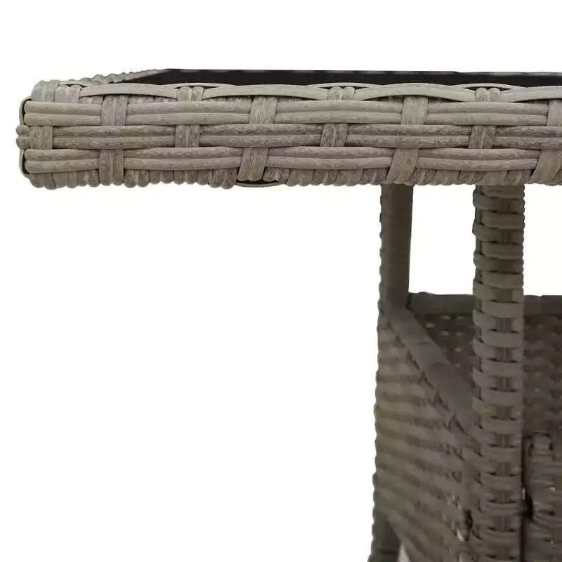 vidaXL Garden Table Light Grey PE Rattan Medium UV-resistant materials