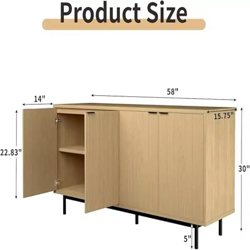 Dyonery buffet cabinet with storage cabinet, 58-inch cutlery cabinet with adjustable shelves, suitable for living rooms