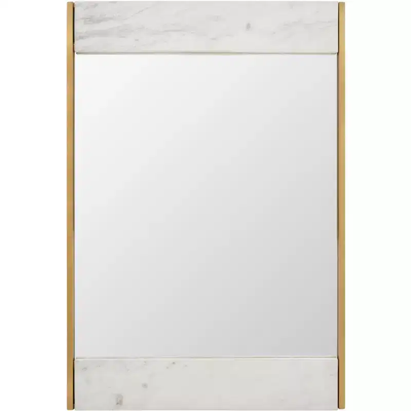 Faux Marble Mirror 24 x 36 CMI1006 White/Brass
