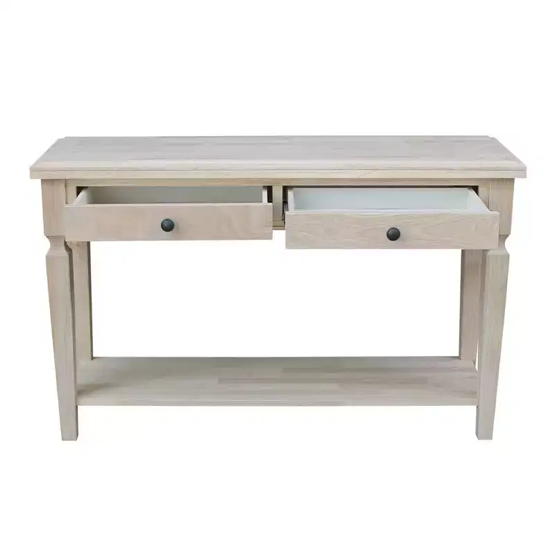 Vista Console and Sofa Table Natural - International Concepts: Durable Parawood, Modern Rectangle Design