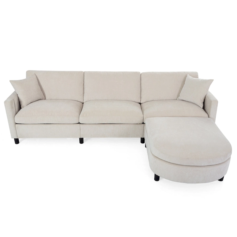 Tala Sectional Sofa Couch with Ottoman and Removable Cushion by GDFStudio