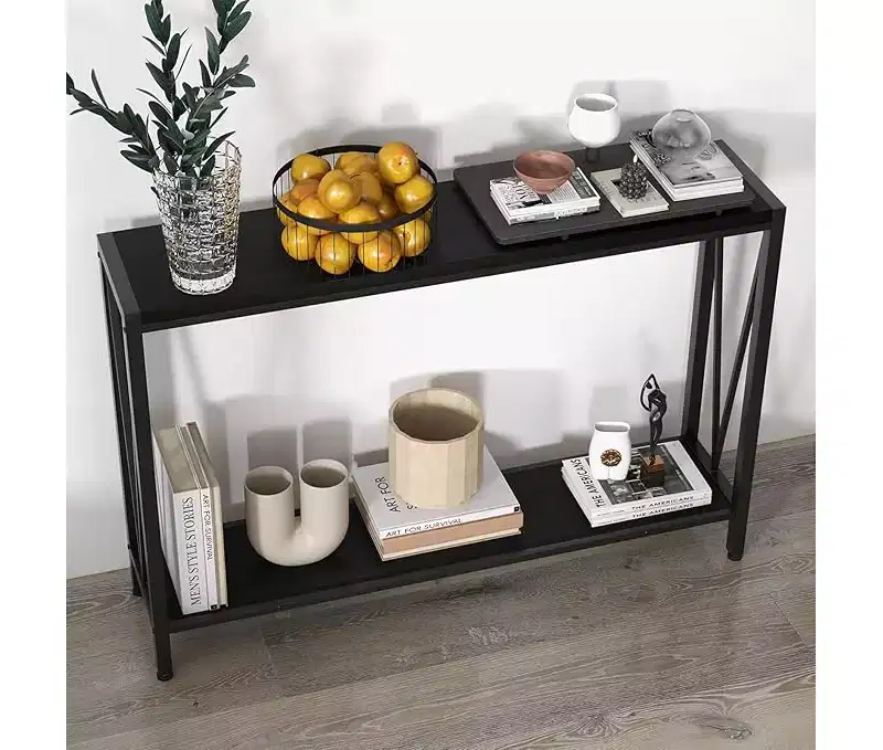 42.9-Inch Narrow Console Table with Storage Shelf, Industrial Rustic Brown Sofa & Entryway Table for Living Room, Hallway