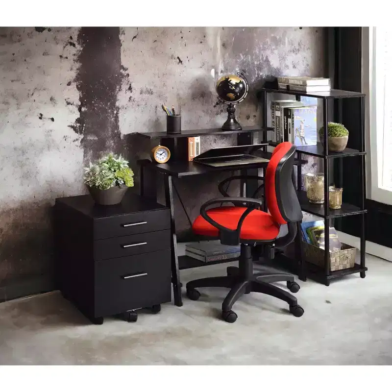39IN Modern Standing Desk with Monitor Support, Computer Desk with Bottom Shelf, Office Desk for Living Room, Bedroom, Study