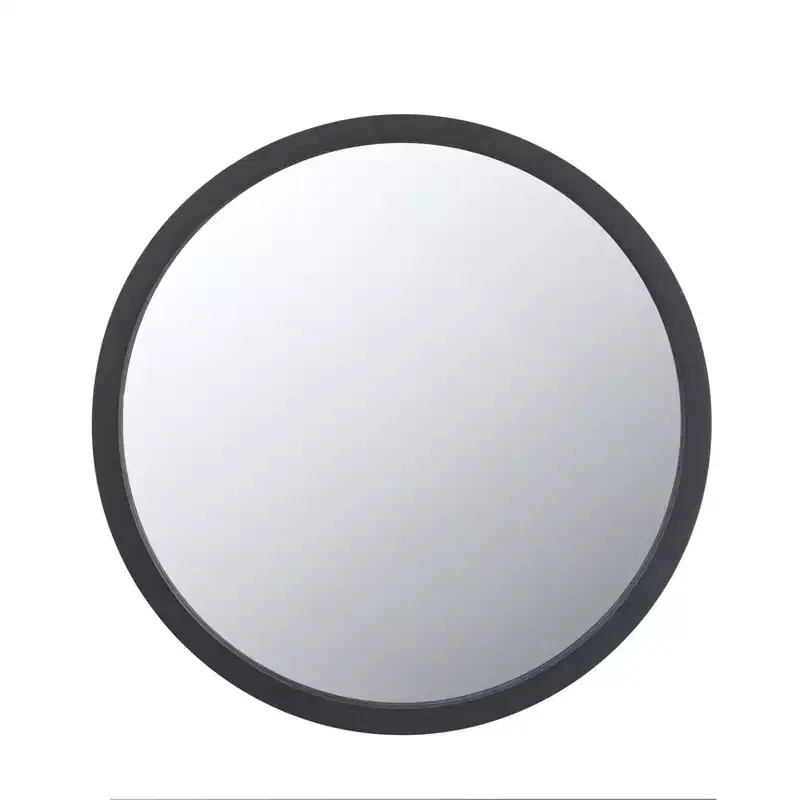 20 x 20 Inch Round Wall Mirror with Black Wood Frame