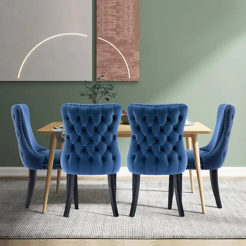 KATA Velvet Upholstered Wingback Dining Chairs Set of 2