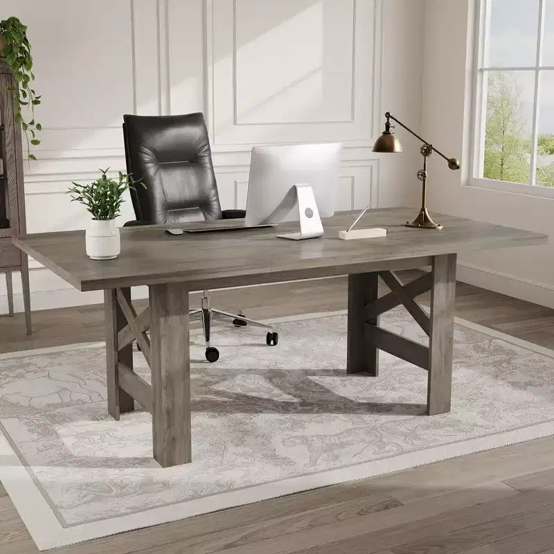 Long Wooden Kitchen Table, Dining Table for 6-8, Farmhouse Large Dining Room Table for Dining,
