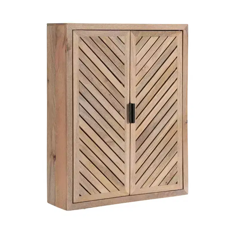 Tall 2 Door Bath Cabinet Natural