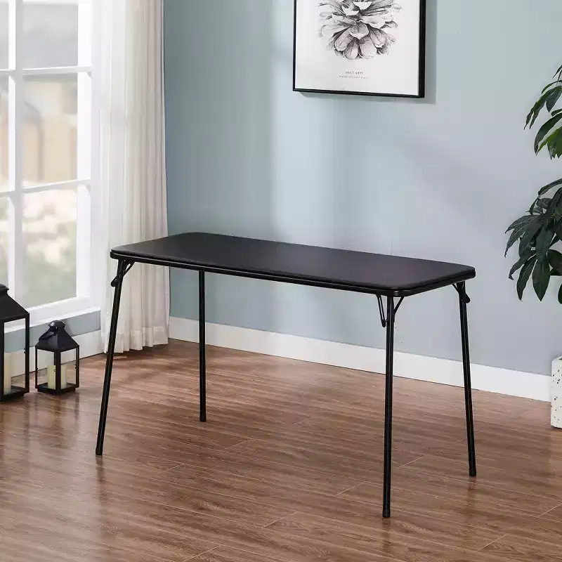 4ft Plastic Folding Table with Hanging Bag, Indoor Outdoor Heavy Duty Portable Table with Handle/Lock for Picnic, Black